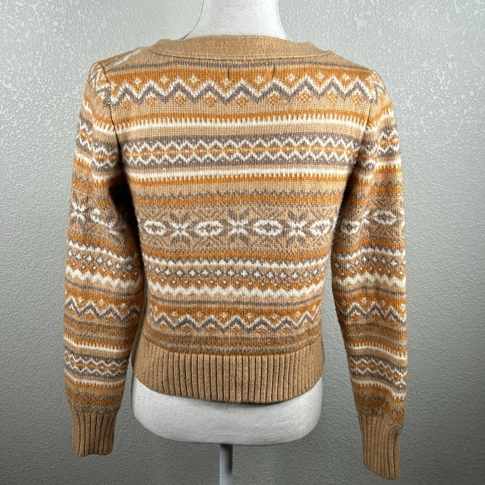 Jessica Simpson Fair Isle Super Soft Knit V-Neck Open Cardigan Sweater Size M - Picture 4 of 6